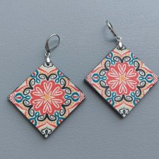 Kolczyki romby ze wzorem