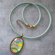 naszyjnik z korka CORK CABO z medalionem z grafiką I turkusowy