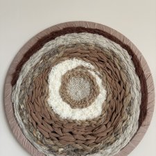 Tkanina artystyczna, okrągły gobelin, ręcznie tkana dekoracja ścienna