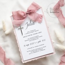 Zaproszenie z rwanym brzegiem i kokardą