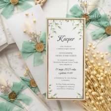 Zaproszenia w kalce z suszonymi roślinami i kokardą