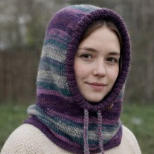 Balaclava oversize kominiarka kaptur zamiast czapki handmade