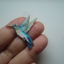 EMALIOWANA PIN PRZYPINKA BROSZKA PTAK KOLIBER