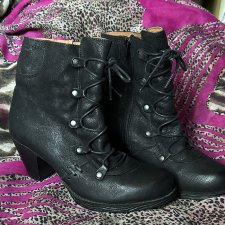 BRAKO HECHO EN ESPAÑA Vintage oryginalne  skórzane botki na obcasie rozmiar 37