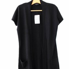 kamizelka z wełną Czarna narzutka z metką Nicole kardigan vintage