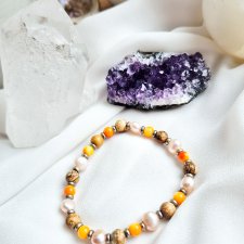 Bransoletka z jaspisu i naturalncy pereł