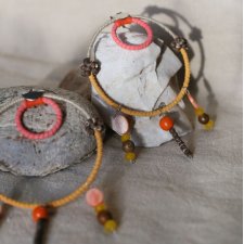 Kolczyki boho - duże koła z pomarańczą