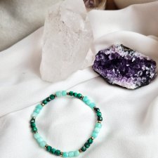 Bransoletka z malachitu i amazonitu brazylijskiego