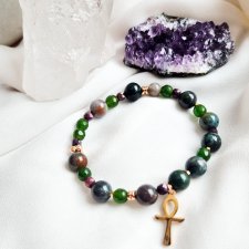 Bransoletka z agatów ,rubinu i jadeitu