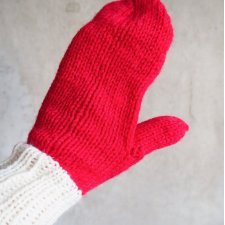 Ciepłe wełniane rękawiczki z jednym palcem wełna handmade rękawice czerwone