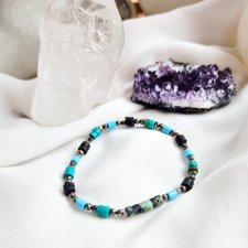 Bransoletka z pirytu,turkusem i  howlitem