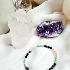 Bransoletka z naturalnego turkusu i turmalinu.