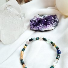 Bransoletka z naturalnego turkusu i  fluorytu.