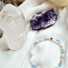 Bransoletka z kwarcu różowego  I swarowski