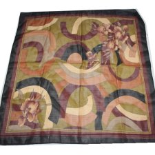 apaszka chustka w brązach kwiaty vintage