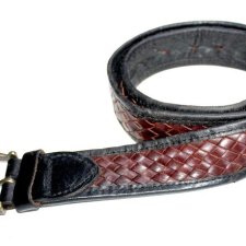 NEXT pleciony pasek męski skórzany  brąz M