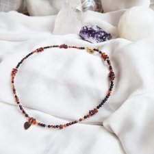 naszyjnik z granatu i agatu palonego