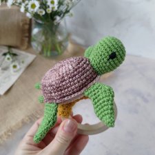 Grzechotka żółwik, Gryzak żółw na kółku, Prezent dla noworodka