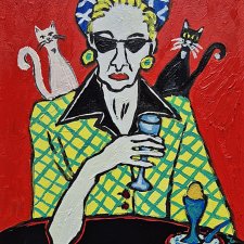 obraz do salonu portret kobiety ona i dwa cienie