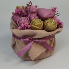 Flowerbox - bukiet kwiatów - wosk - prezent - rękodzieło
