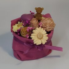 Flowerbox - bukiet kwiatów - wosk - prezent - rękodzieło