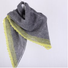 Szara chusta z limonkowym wykończeniem