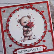 Kartka na walentynki z misiem, nietypowy napis