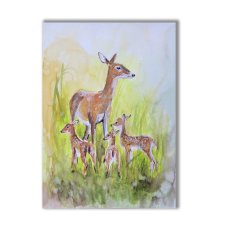 Akwarela ręcznie malowana  "Sarenka"  +rama