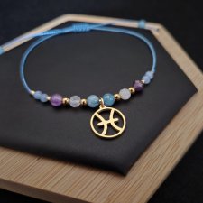 Bransoletka Zodiakalna Ryby ze złotą zawieszką