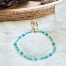 Bransoletka z naturalnego amazonitu i kamienia księżycowego