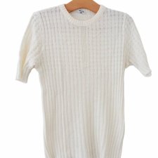 Dzianinowa bluzka vintage retro kremowa ecru Beslan | knitted T-shirt