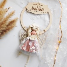 Różowy Anioł Stróż na obręczy - na szczęście | Pomysł na prezent