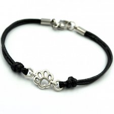 BRANSOLETKA SZNURKOWA PREEMI ŁAPKA CZARNA