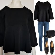 Elegancka bluzka z baskinką falbana wiskoza M/L Hv144