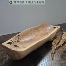 Misa drewniana ręcznie rzeźbiona, zdobiona pirografią