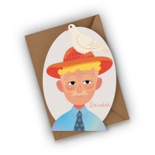 KARTKA NA DZIEŃ DZIADKA- DZIADEK Z GOŁĘBIEM