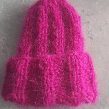 Beanie fuksja moherowa czapka handmade