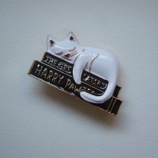 EMALIOWANA BROSZKA ŚPIĄCY KOTEK