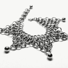 Bransoletka chainmaille z kuleczkami stal chirurgiczna szeroka