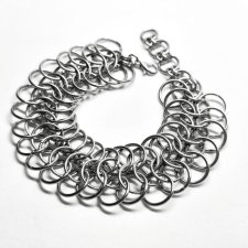 Bransoletka chainmaille gęsta szeroka – stal chirurgiczna, wiking