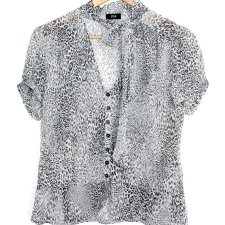 F&F muślinowa  lekka  bluzka wiązanie print  42 XL