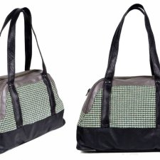 HANDMADE 100%  - Torebka CZARNA OLIWKA skóra naturalna + wełna