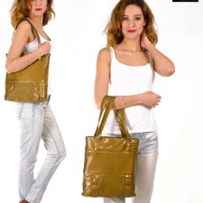 RĘCZNIE USZYTA duża prostokątna TOREBKA z ekoskóry