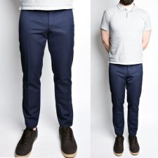 Klasyczne granatowe spodnie z kantem wełna UNISEX Hp_200