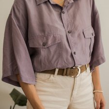 liliowa koszula jedwabna XXL