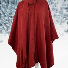 Luksusowe ponczo z alpaki Fait au Pérou, narzutka, peleryna bodowy rudy – one size