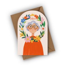 KARTKA NA DZIEŃ BABCI- BABCIA W KWIATACH
