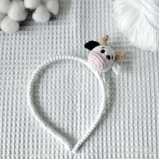 szydełkowa opaska do włosów krowa, krówka, byczek