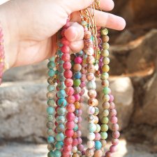 Jaspis Cesarski  - limonka | Korale | Ręcznie robiony naszyjnik w Pracowni DomilkowyDomek