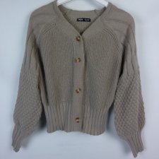 Grefit damski rozpinany sweter kawa z mlekiem / S